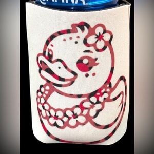 Rubber Duck Pink Leopard Print Insulated Beverage Can Bottle Cooler Coozie